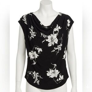 Ralph Lauren Black and White Floral Top